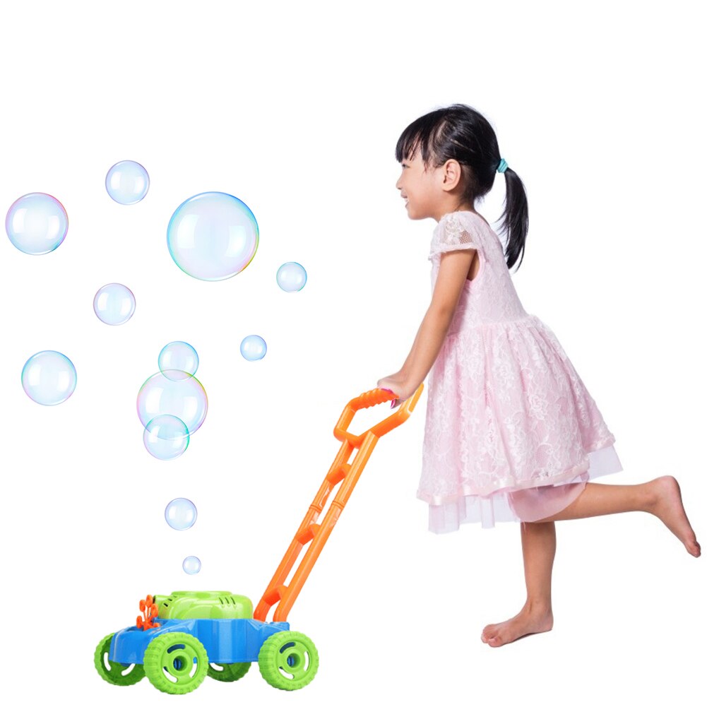 Children Hand Push Bubble Car Bubble Lawn Mower Outdoor Bubble Blowing for Kids Toys
