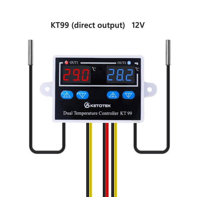 KT99 Dual Digital Thermostat Thermometer Temperature Controller -50~120C Heating Cooling 12V 24V 110V 220V: 12V DC