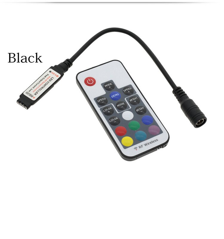 Gratis led rgb controller sort/hvid/doubel  dc12v 17 nøgle rf trådløs fjernbetjening til rgb led strip lys: 17 nøgle med sort dc