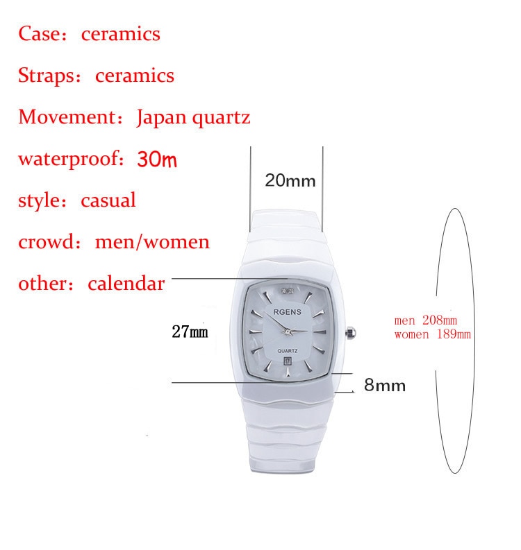 Luksus herre dame ægte sort keramik armbåndsure quartz firkantede originale damer mand elsker ure casual vandtæt diamant