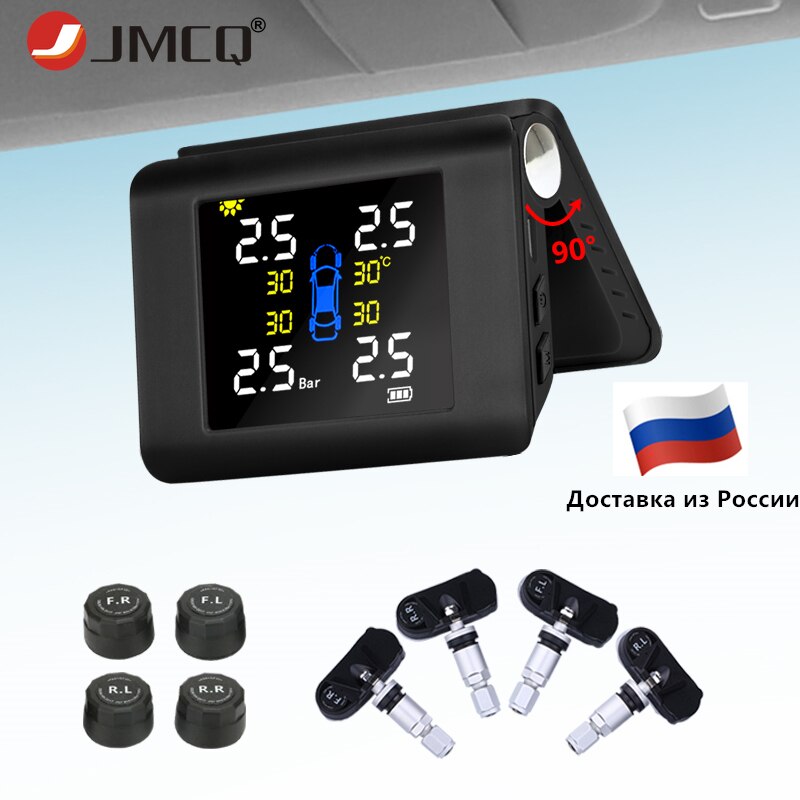JMCQ TPMS Solar- Energie Reifen Druck Überwachung System mit 4 Sensoren LCD Echt-zeit Anzeige Auto Reifen Druck Auto Alarm System