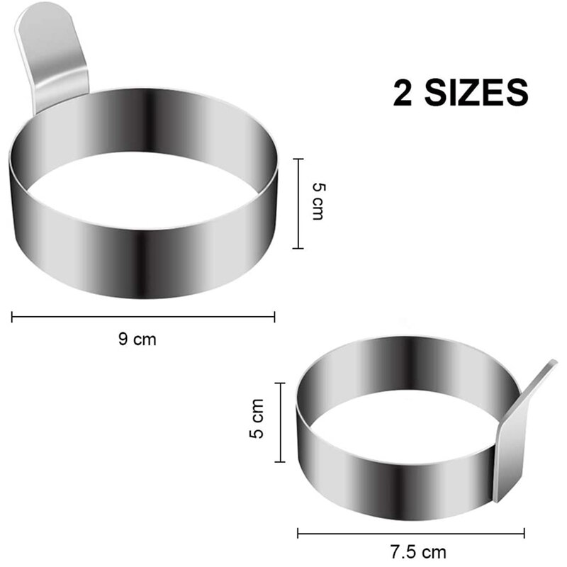 Paquete de 4 anillos de huevo de 3/4 pulgadas, molde de tortilla de acero inoxidable, molde de anillo antiadherente para freír huevos, anillo de huevo para plancha