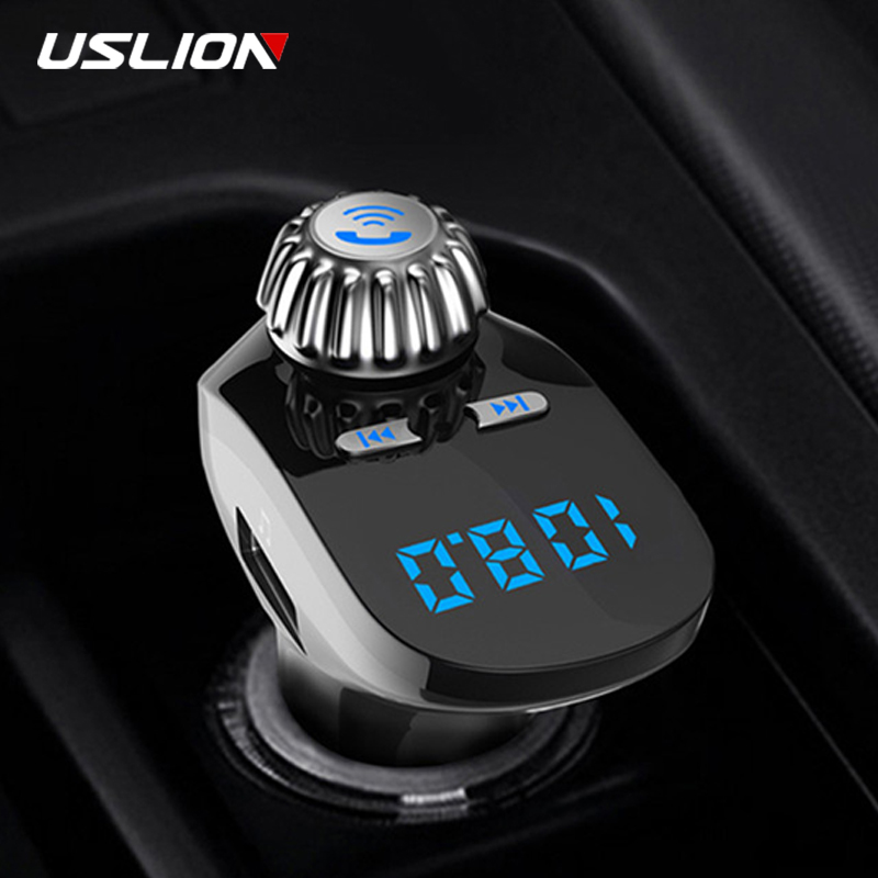 USLION double chargeur de voiture USB avec émetteur FM récepteur Bluetooth lecteur de Radio MP3 tension LED Support d'affichage TF carte voiture Kit