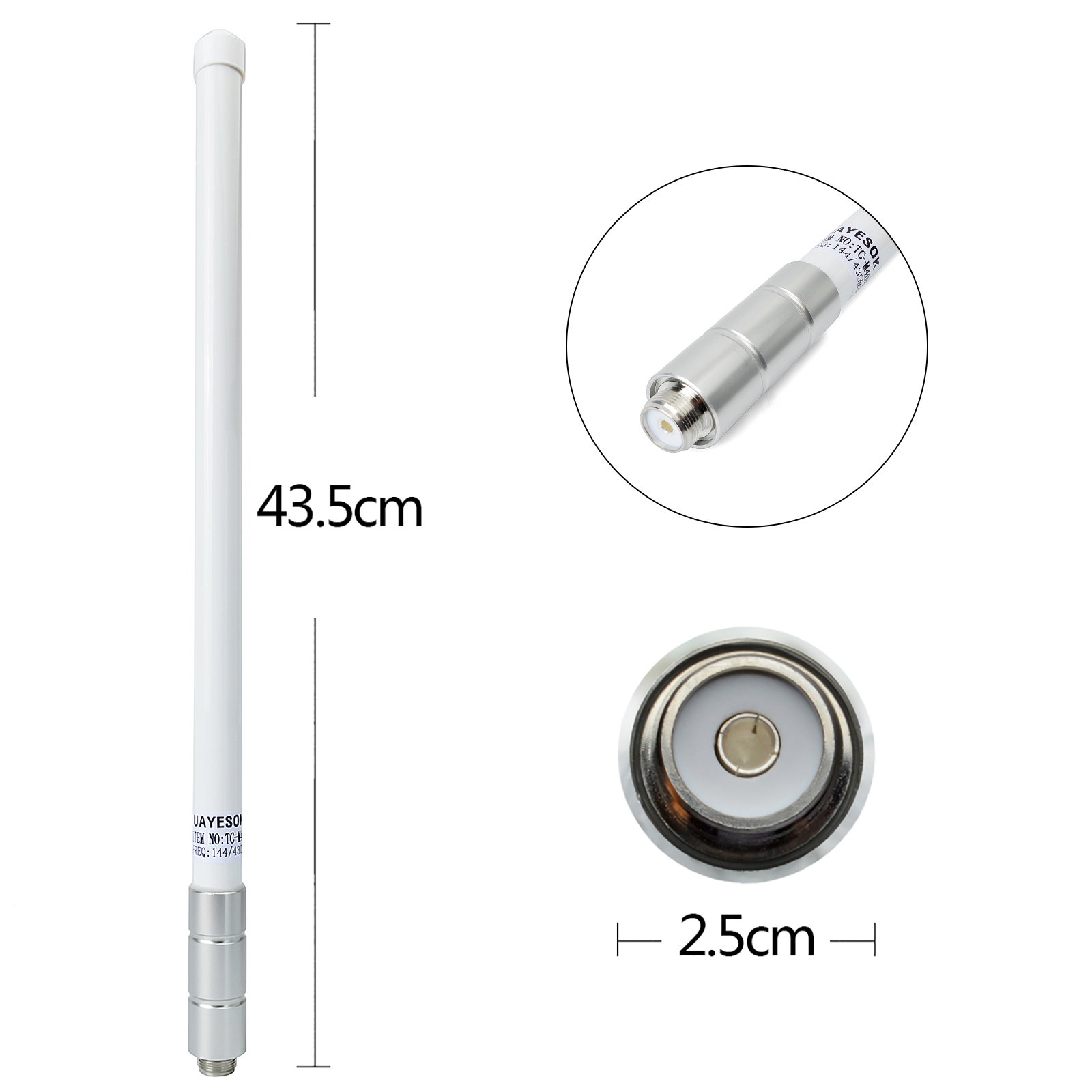 Dual Band VHF UHF Fiberglass Antenna 144/430MHz SO239 Mobile Radio Base Antenna for Ham Radio Device Repeater Mobile Transceiver: black