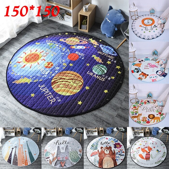 150CM Animal ours renard Lion dessin animé motif bébé jouer tapis antidérapant ramper tapis couverture enfants jouets sac de rangement accessoires Photo
