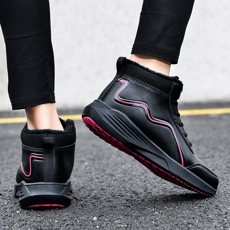 Winter Women's Shoes Plus Velvet Mid-cut Non-slip Walking Shoes Outdoor Trend Women Causal Sneakers All-match