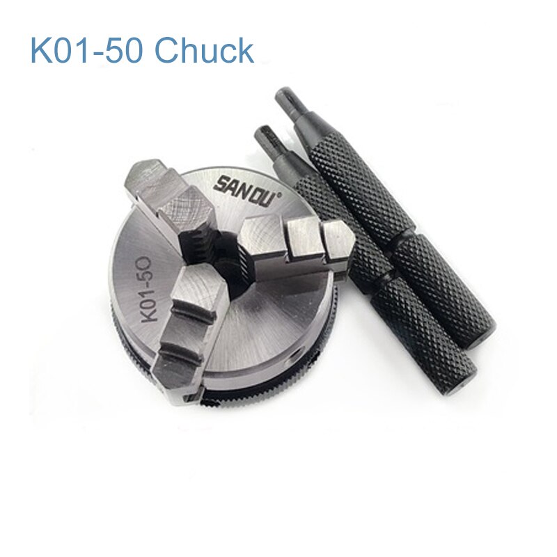 50mm 2" LATHE Chuck three Jaw Manual mini Self-Centering Chuck Sanou K01-50 with Connecting rod Connector for CNC: K01-50