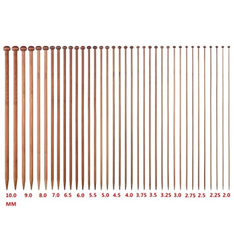 36 stk bambus strikkepinde sæt mix 2.0mm to 10.0mm 25cm 35cm lige single point garn vævet strikkepinde krog kit
