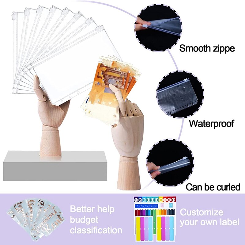 6 Holes Loose-Leaf Notebook, A6 Binder Budget Notebook Ring Binder Binder for Schools, Offices, Travel and Families