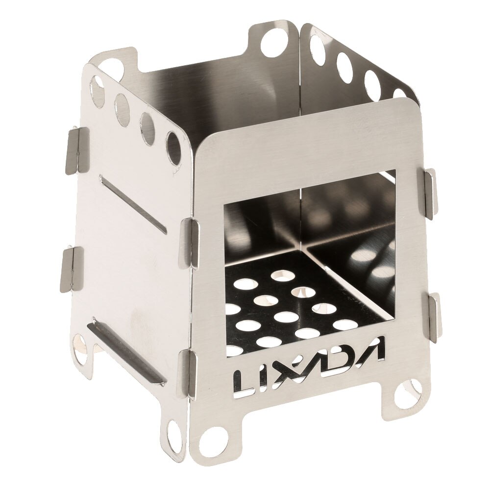 Lixada poêle à bois pliant poêle à alcool Portable pique-nique en plein air cuisinière barbecue brûleurs titane Camping poêle en acier inoxydable avec sac