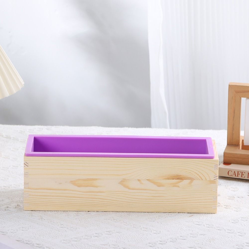 1200ml Silicone Soap Mold Wooden Box Reusable Rectangle Soap Mold Rectangular Shape Flexible Silicone Soap Making Mold
