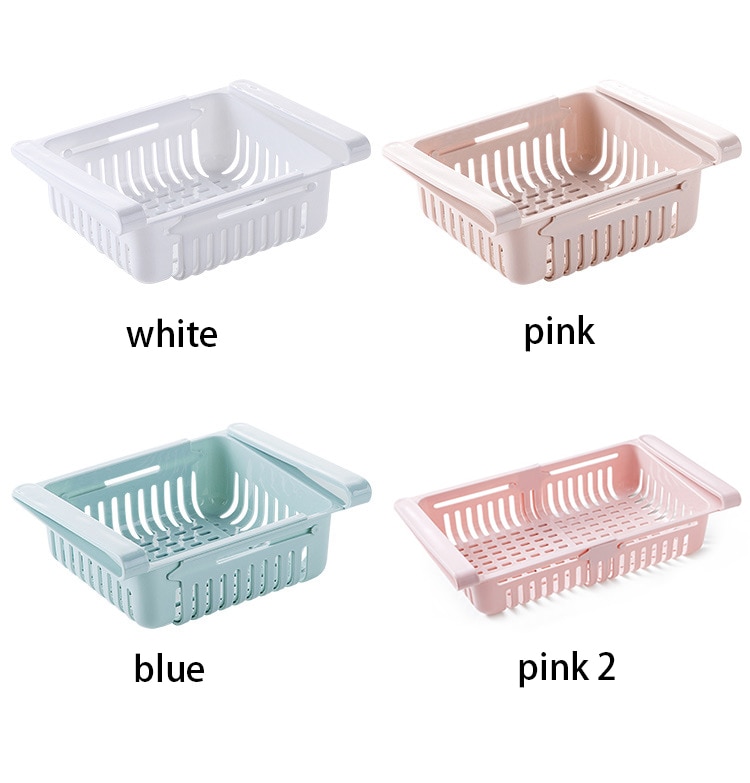 Kitchen Adjustable Stretchable Refrigerator Organizer Drawer Basket Refrigerator Drawers Vegetable Storage Rack Holder J025