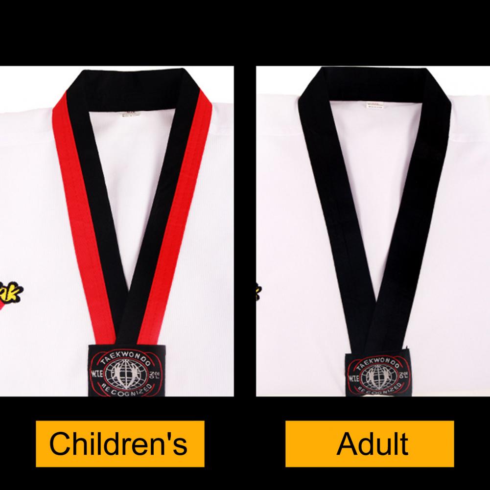 Uniformes de Taekwondo para adultos, uniforme de Karate, transpirable, de manga larga, con cordón elástico, Unisex, con cuello en V, Universal
