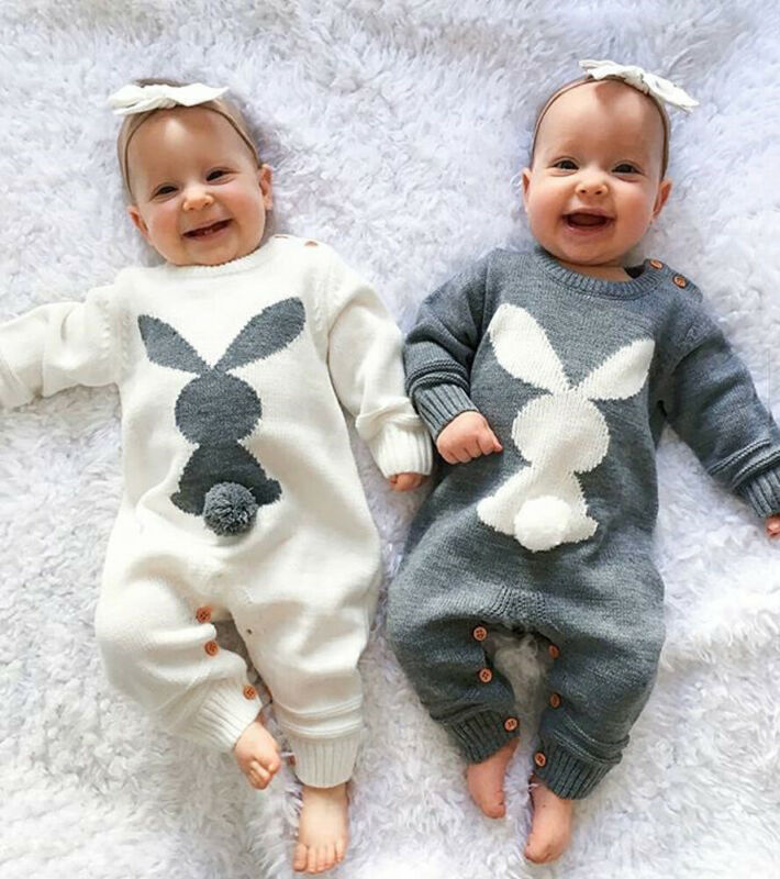 0-24M Neugeborenen Hase Wolle Strampler Winter Kleinkind Baby Junge Mädchen Kaninchen Gestrickte Strampler Wolle zur Seite fahren Gesamt Outfits