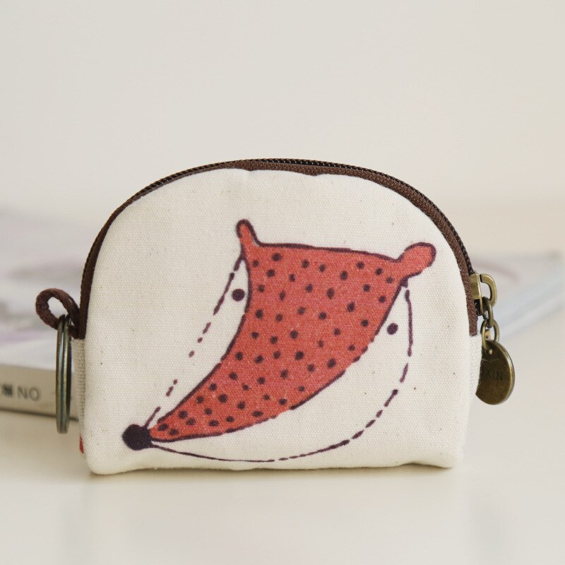 BILLTERA Women Short Wallet Children Cartoon European and American Style Shell Adult Purse Fox/Owl/Penguin Cotton Small Coin Bag: 5