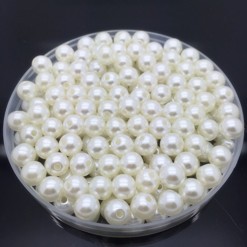 4mm-20mm białe kości słoniowej imitacje pereł okrągłe perły Spacer luźne koraliki DIY tworzenia biżuterii naszyjnik bransoletka kolczyki akcesoria: Ivory / 4mm 200pcs