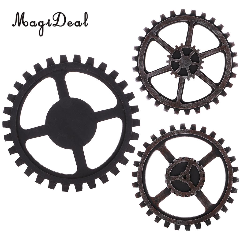 MagiDeal Rustic Wooden Circle Wheel Gear Home Bar Cafe Wall Hanging Art Craft Ornaments Home Room Wall Decoration Wooden Gear