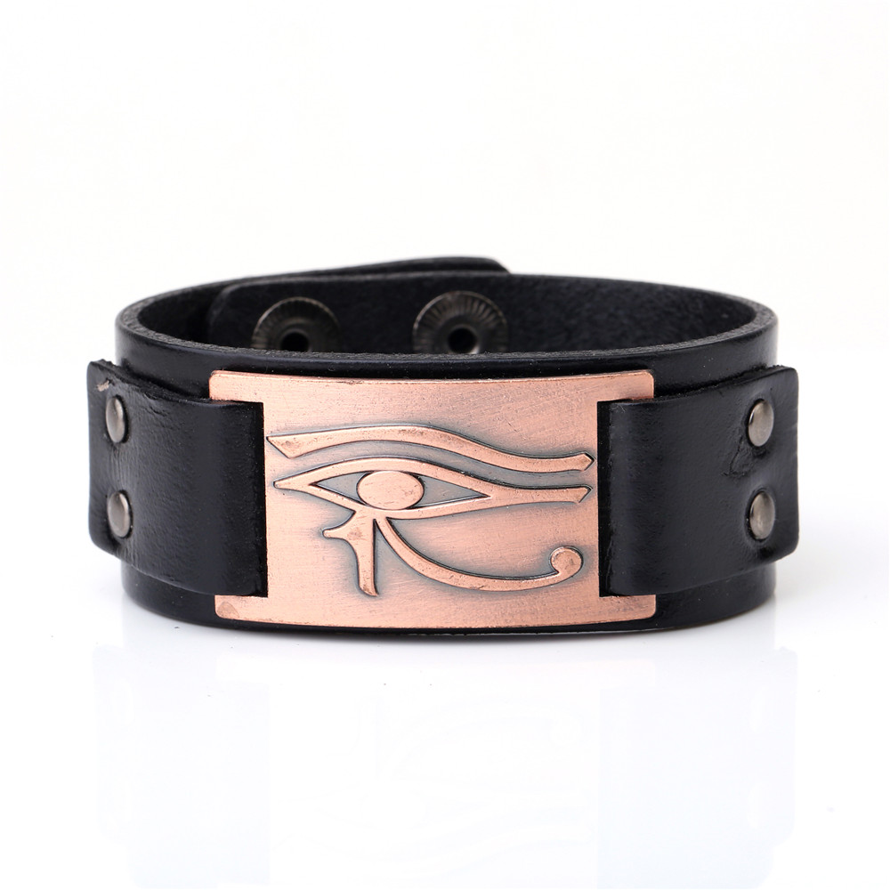Skyrim Religioso Egiziano Occhio di Ra Horus Udjat Braccialetti Dei Monili Dell'occhio diabolico Chiusura A Scatto Braccialetto di Cuoio Registrabile Dei Monili Del Braccialetto: 6