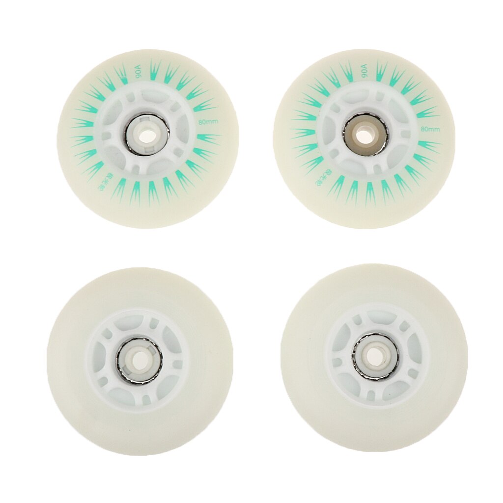 Patines en línea con luz LED, ruedas de repuesto para patines, 4 unidades: Green 80mm