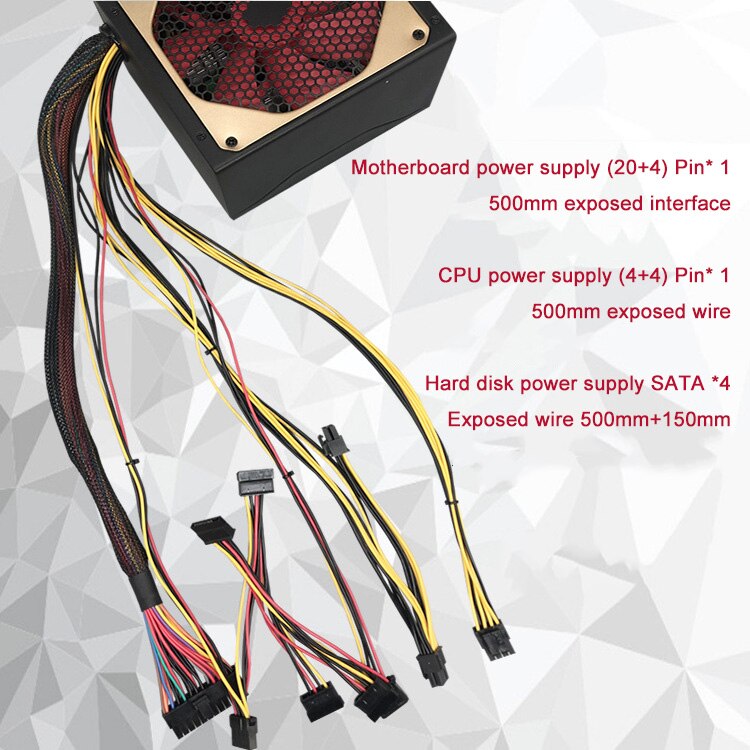 600W Power Supply PFC Silent Fan ATX 24pin PC Computer SATA Gaming PC Power Supply For Intel AMD Computer
