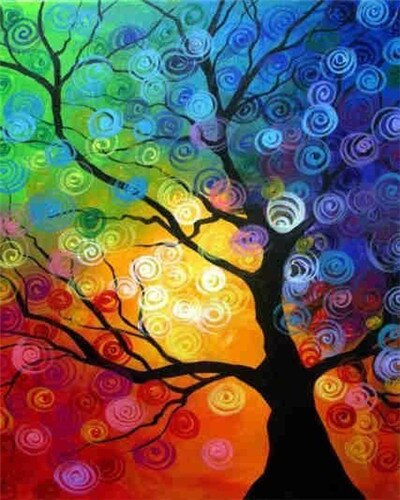 Evershine peinture par numéros arbre dessin art coloriage par numéros paysage peinture à la main ensemble mural: Tailles -994