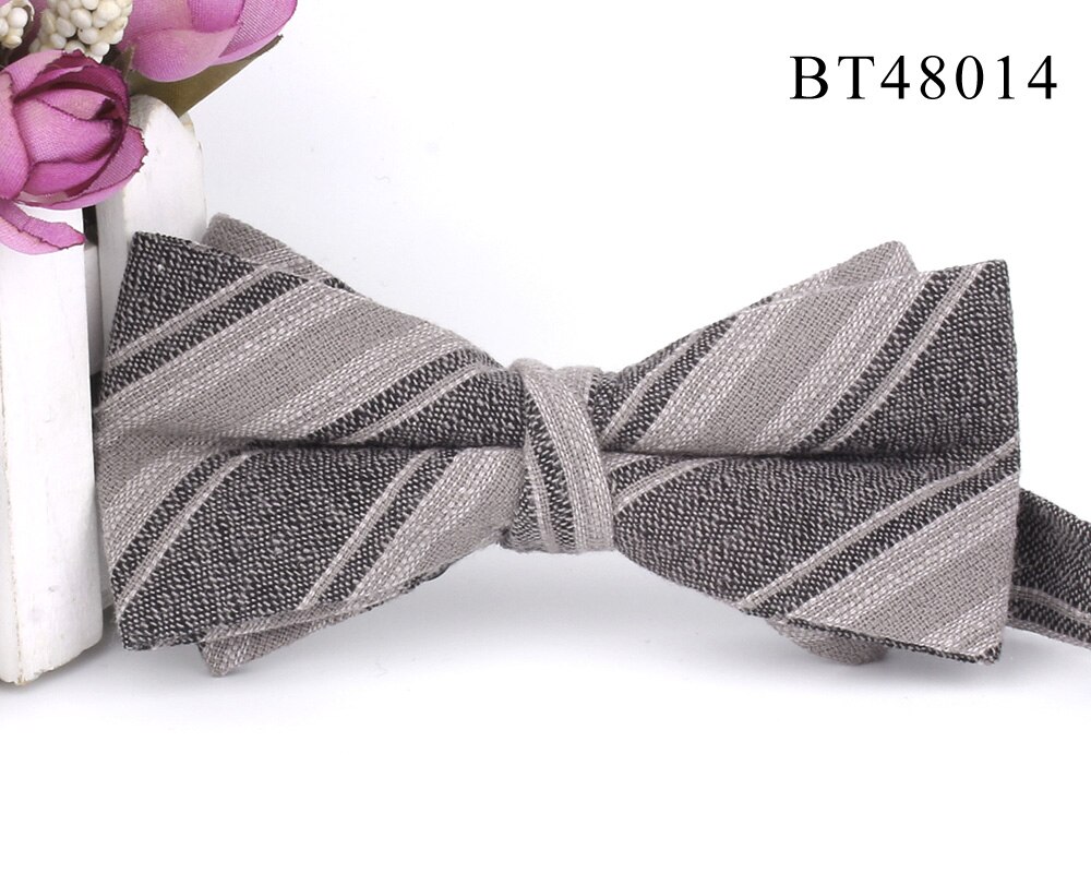 Katoenen Vlinderdas Voor Bruidegom Mode Gestreepte Vlinderdas Voor Mannen Vrouwen Beige Bruin Strik Volwassen Plaid Strikjes Das Bruidsjonkers Strikjes: Bruin