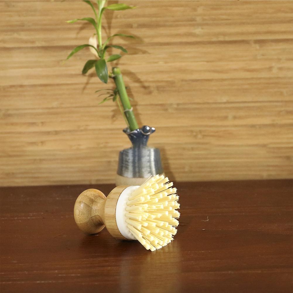 Cleaning Brush Pot Dish Bowl Brush Kitchen Cleaning Brush With Natural Bamboo Handle