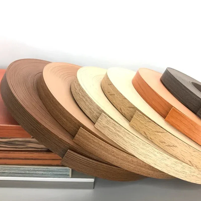 10m PVC Material Wood Board Processing Edge Banding Self-Adhesive Edge Band Wood Grain Board Veneers For Furniture Improvement