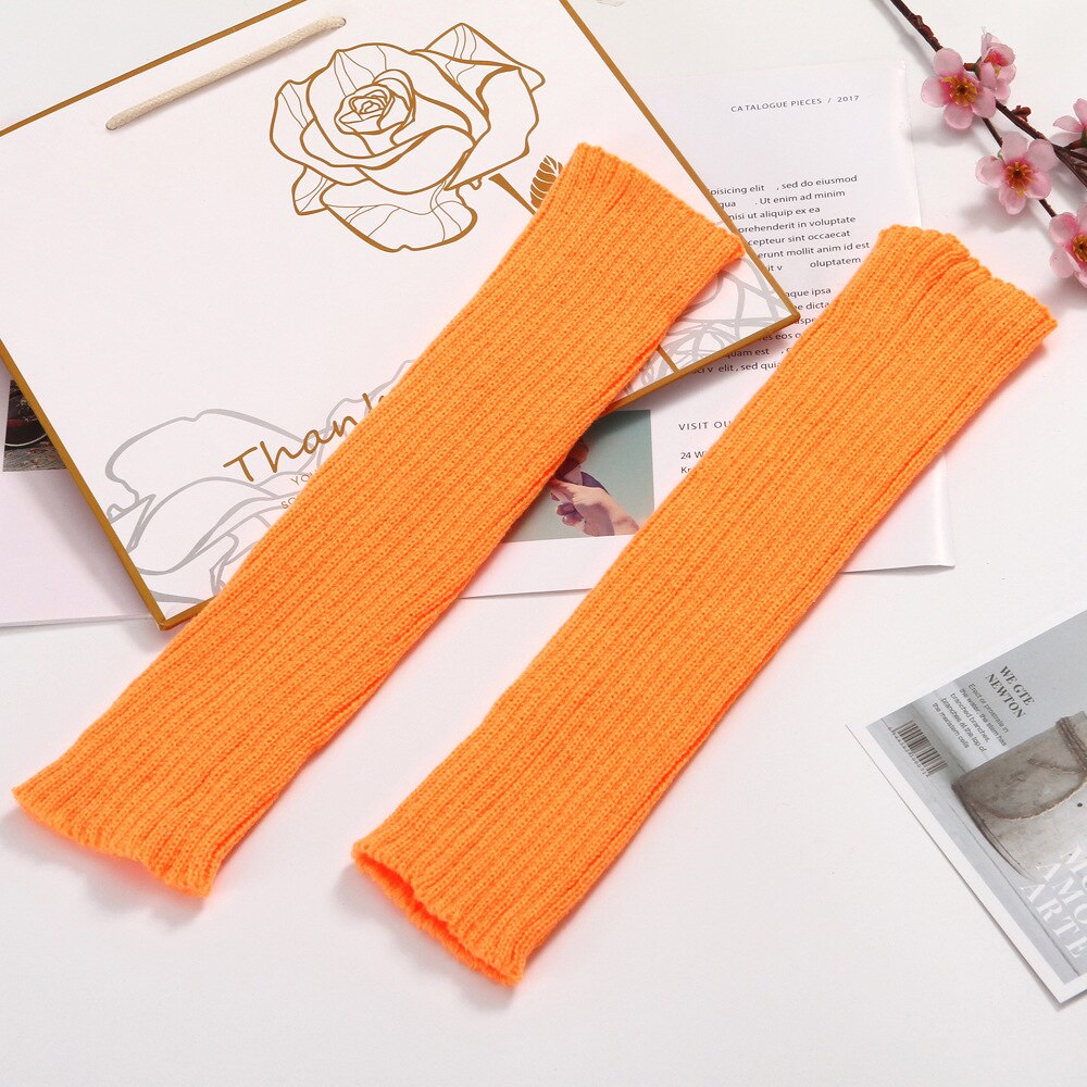 Calcetines largos hasta la rodilla para mujer, medias cálidas de punto, estilo Punk, Lolita, Cosplay, gótico, Kawaii, Hip-hop, Rock, para invierno: Orange
