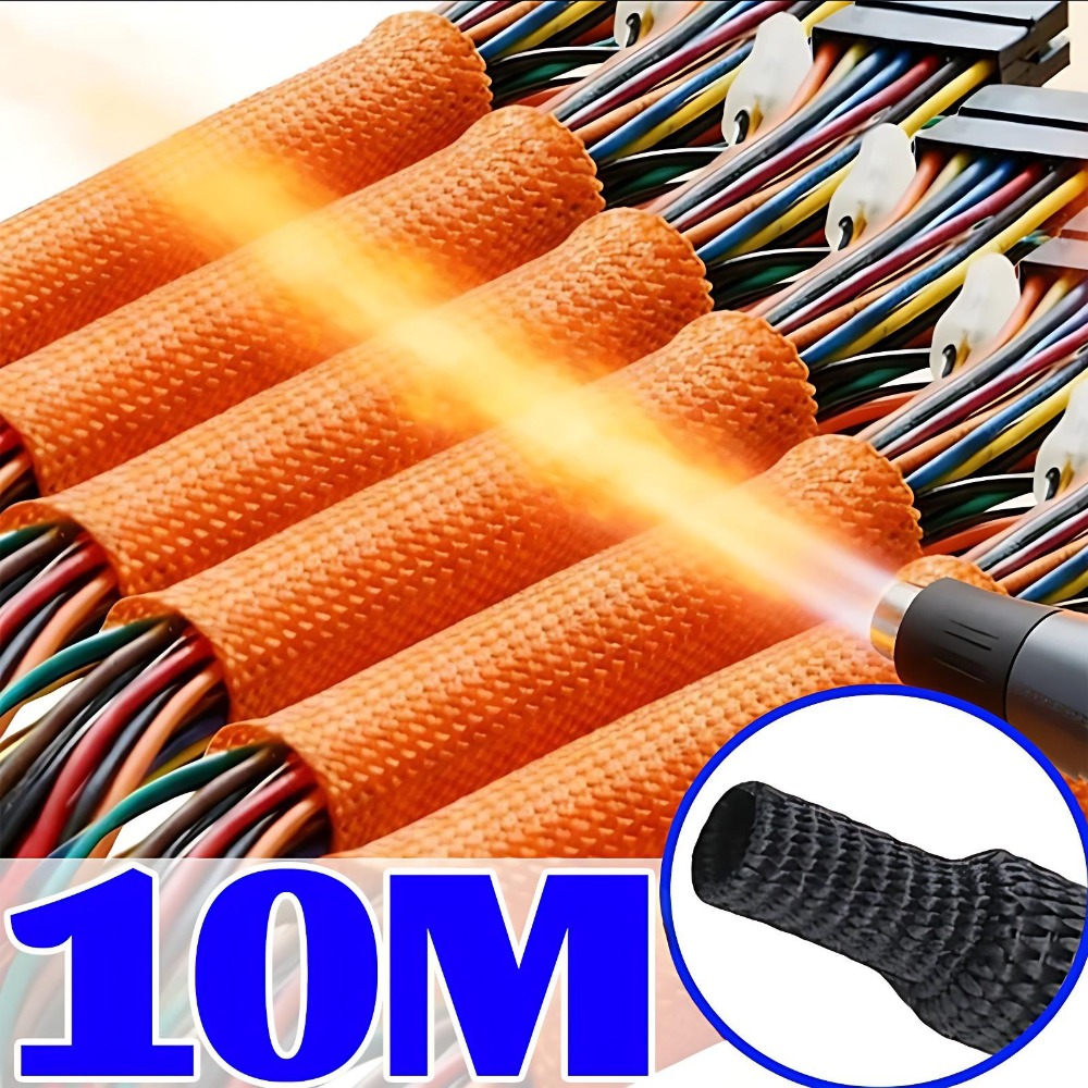 Guaina Termorestringente Intrecciata per Cablaggio Auto, Copertura in Tessuto per Protezione Cavi, Tubo Isolante in Poliolefina e Poliestere per Auto