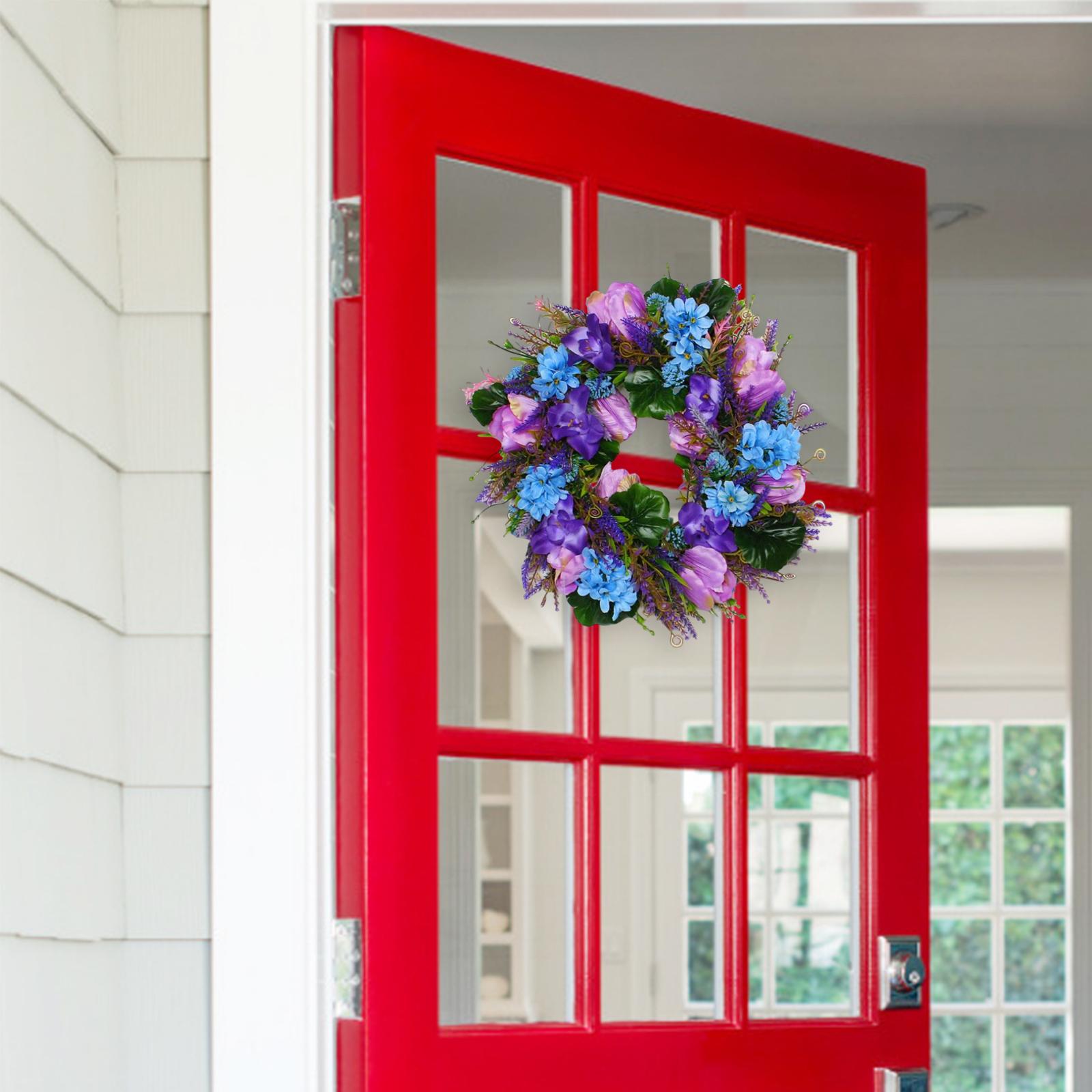 14 inch Colorful Flower Wreath Floral Wreath Lavender Wreath Artificial Spring