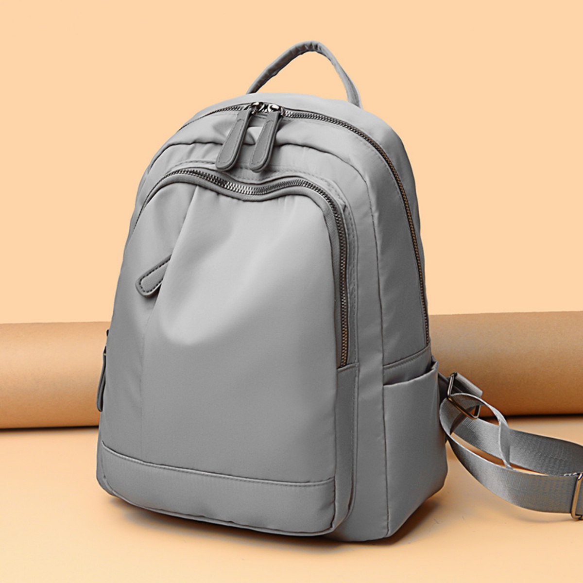 Leisure backpack, nylon cloth backpack, can be worn on one shoulder or crossbody, unisex: GRAY