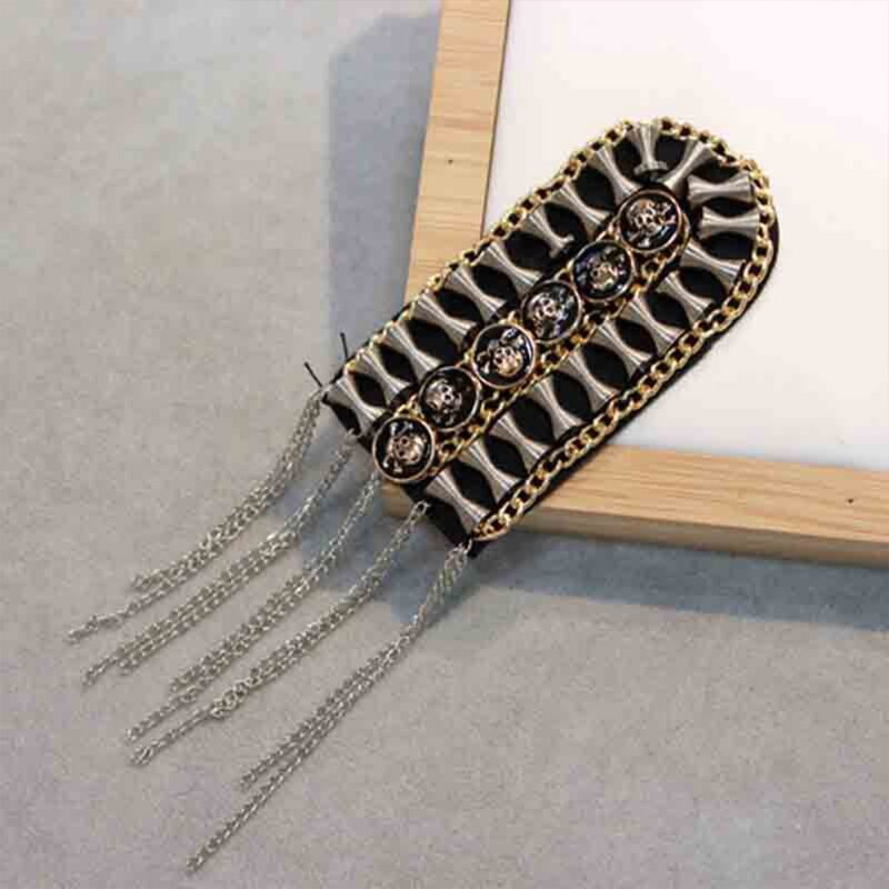 Hombreras con borlas para disfraz de escenario, accesorios para ropa, Parche de Metal con borlas de diamante