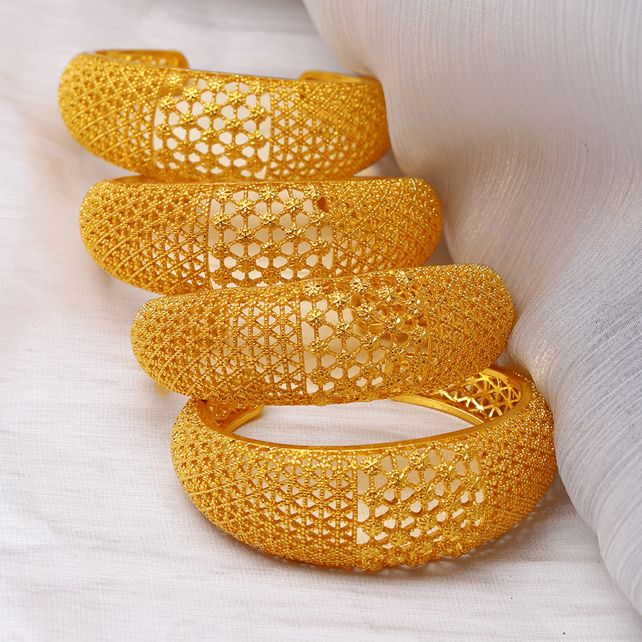 1 pc middle east 24k gold-plated hollow c-shaped bracelets, dubai, wedding gift for european and american women