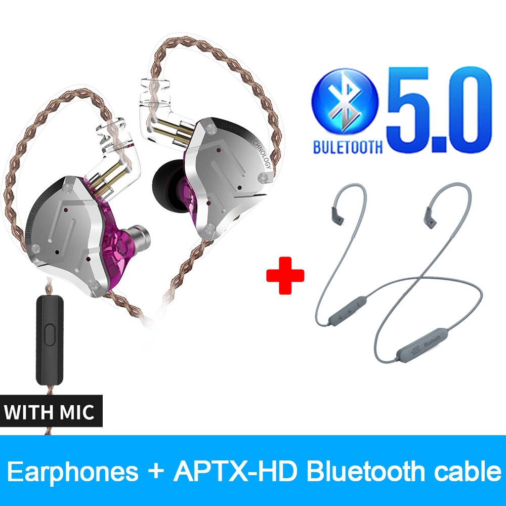 KZ ZS10 Profi HIFI Kopfhörer Metall 4BA 1DD hybrid 10 Treiber Bass Headset Lärm abbrechen in-Ohr Sport Spielen kopfhörer mit Mic