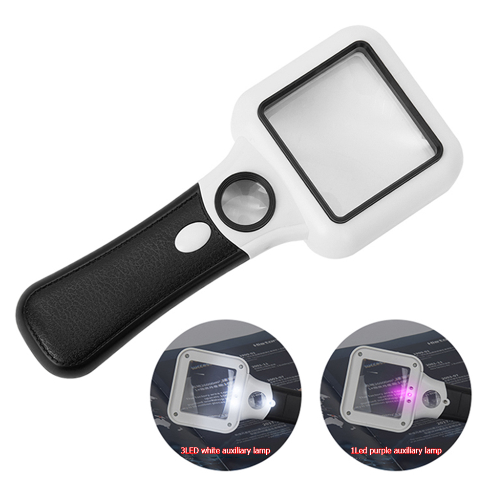 Handheld 5X 45X Illuminated Magnifier Microscope Magnifying Glass Aid Reading for Seniors loupe Jewelry Repair Tool With 3 LED