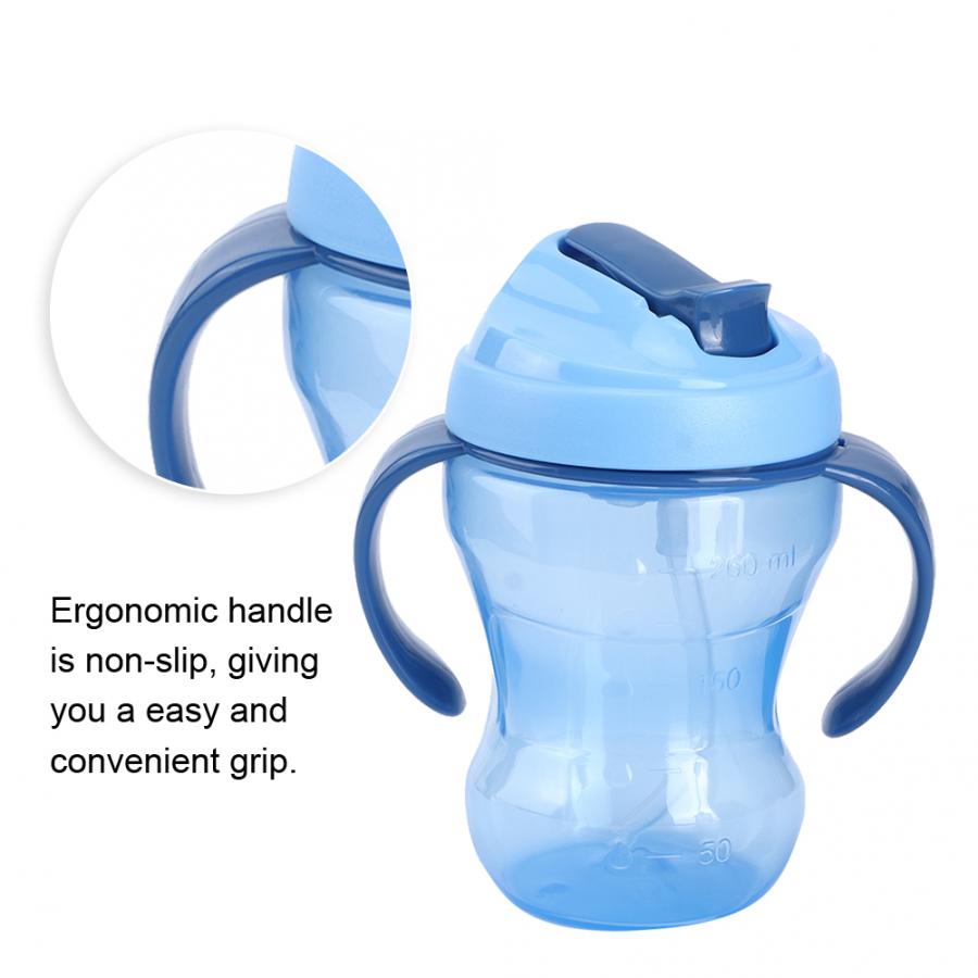 260ml baby drikke kopper vandflasker skridsikre lækagesikre spædbørn lærer at drikke sugerør flaske drikke sippy en kop