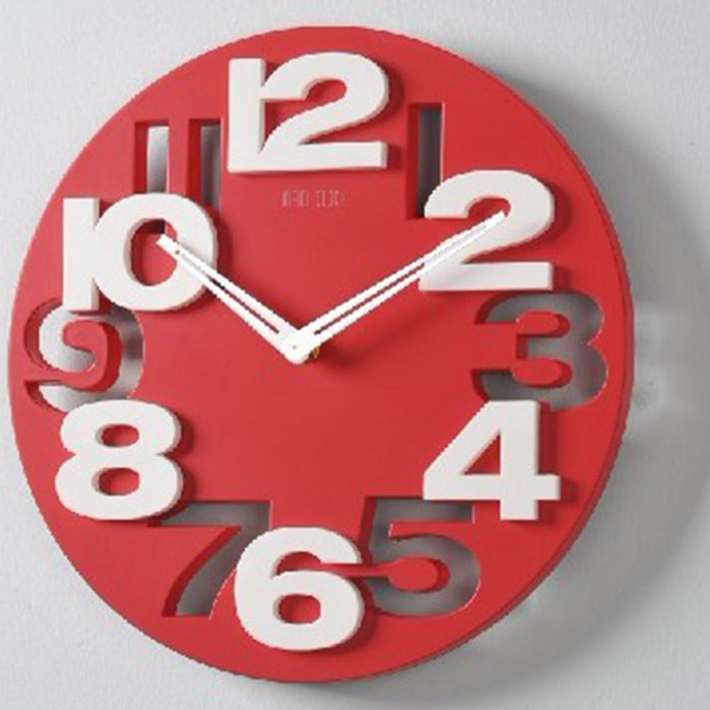 Stereo 3D Digitale Wanduhren modern Große Zauberstab Hängen Küche Wohnzimmer Uhr Dekor: rot