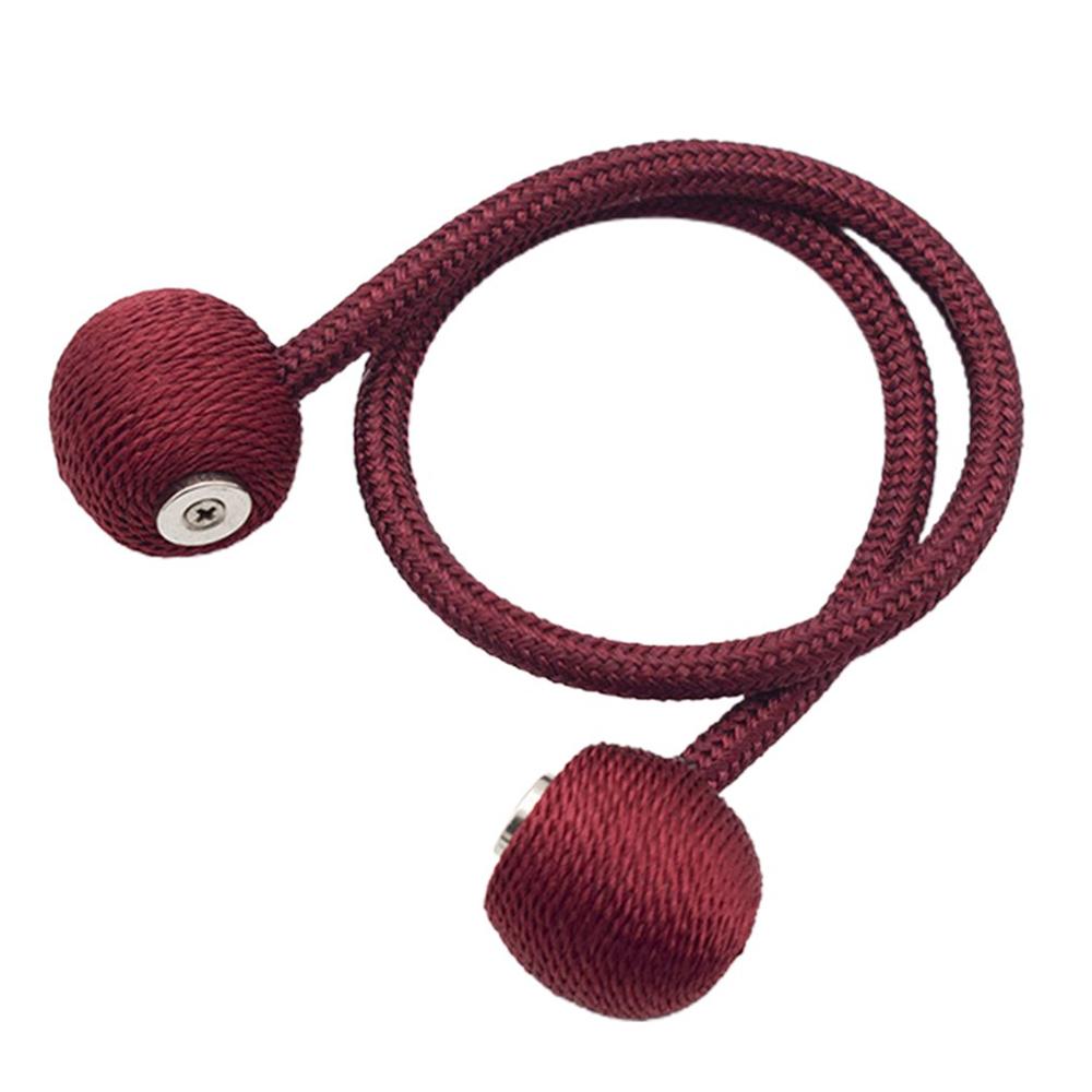 Magnetisk pärlkula gardin tiebacks tie backs hållbacks spänne clips tillbehör gardinstänger tillbehör gardin dekorativa: Vinröd