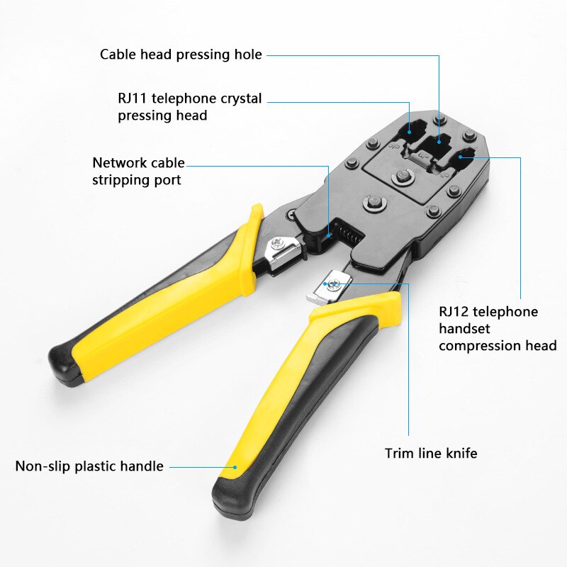 Handskit RJ45 RJ11 RJ12 Network Repair Plier Tool Kit With Utp Cable Tester Spring Clamp Crimping Tool Crimping Pliers Clamp PC