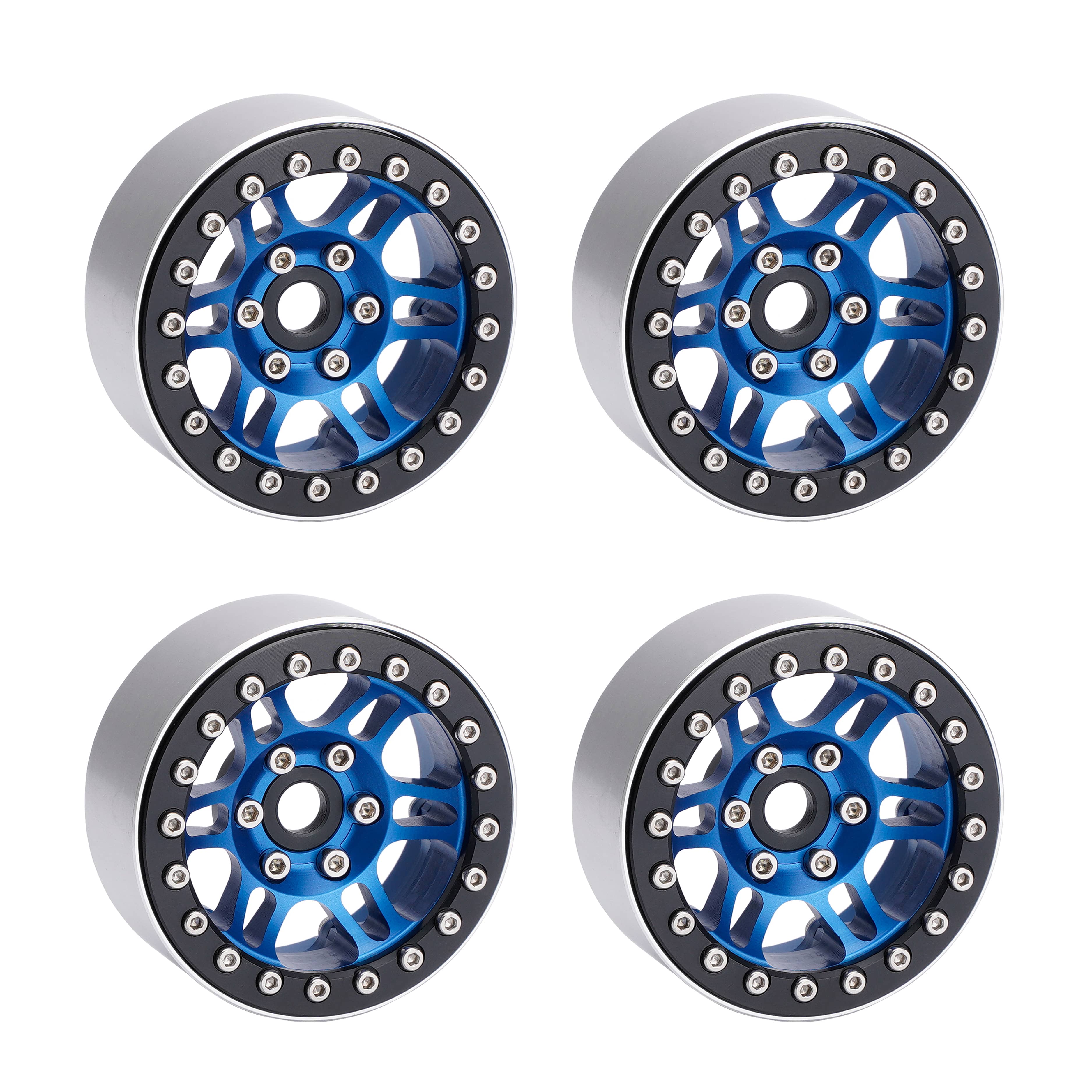 Tcrc 4Pcs Aluminium 1.9 &quot;Hoge Massa Rc Beadlock Wiel Hubs Voor 1/10 Rc Crawler Auto Traxxas TRX4 TRX6 axiale SCX10 Tamiya CC01: Blue
