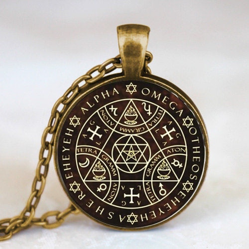 Sleutel van solomon sigil logo steampunk hanger vintage ketting dr die charm anitque keten 1 stks/partij vrouwen mode man bruiloft