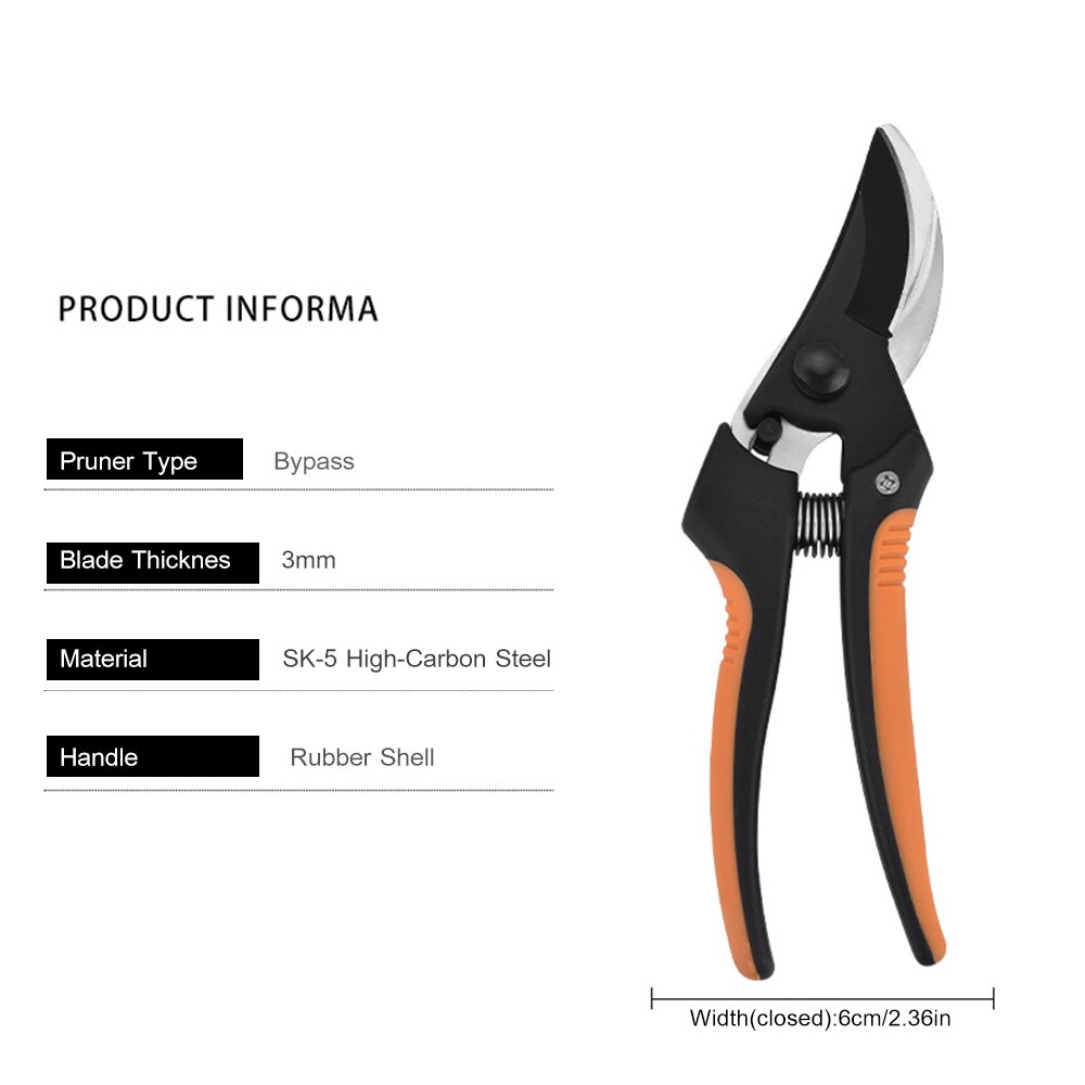 Bypass Pruner Hand Pruning Shears Branch Trimmer Tree Limb Cutter Scecateur Gardening Tool with 1 Inch Cutting Capacity