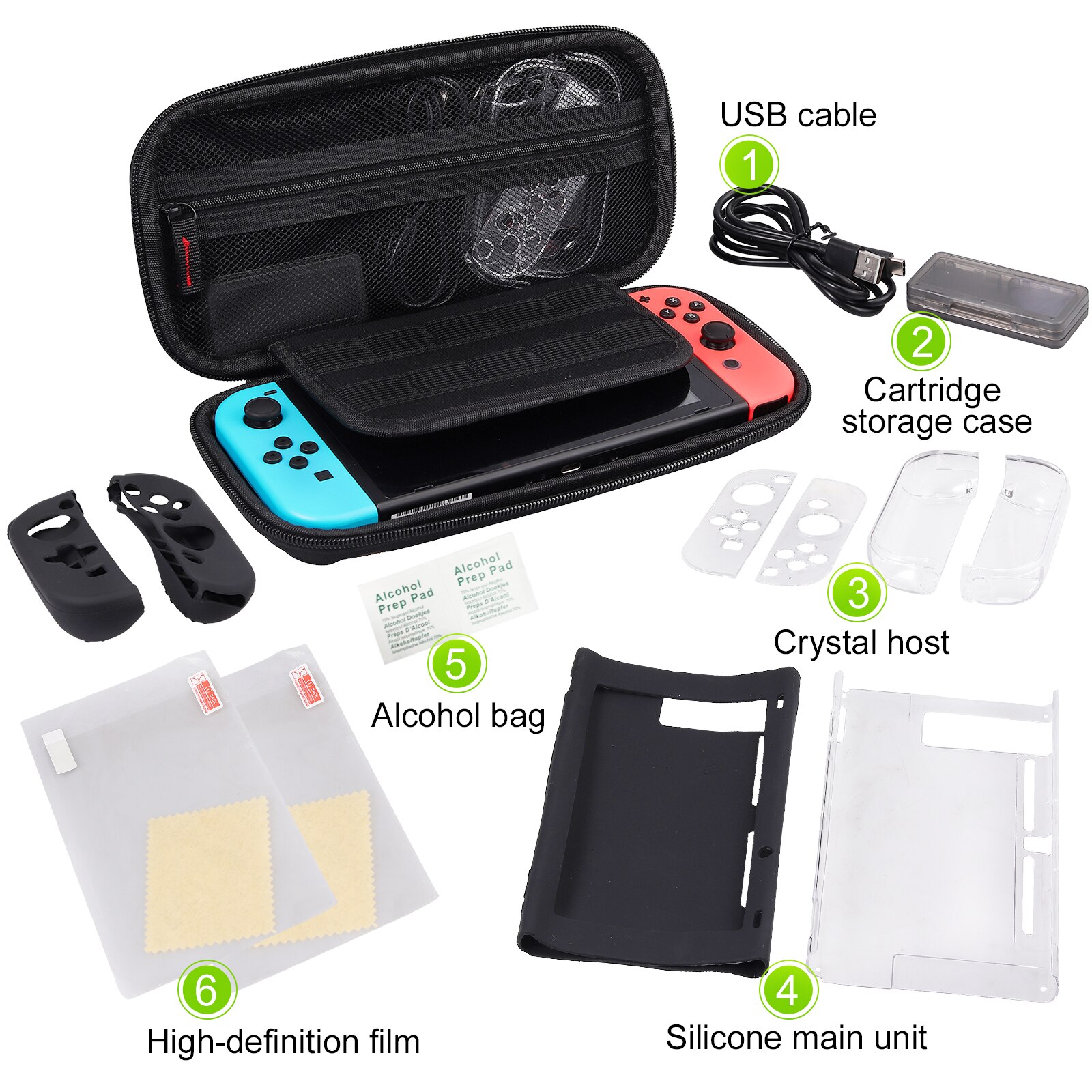 LiNKFOR-Paquete de protectores de pantalla para Nintendo Switch, funda de cartucho, agarre cómodo, estuche de transporte, accesorios