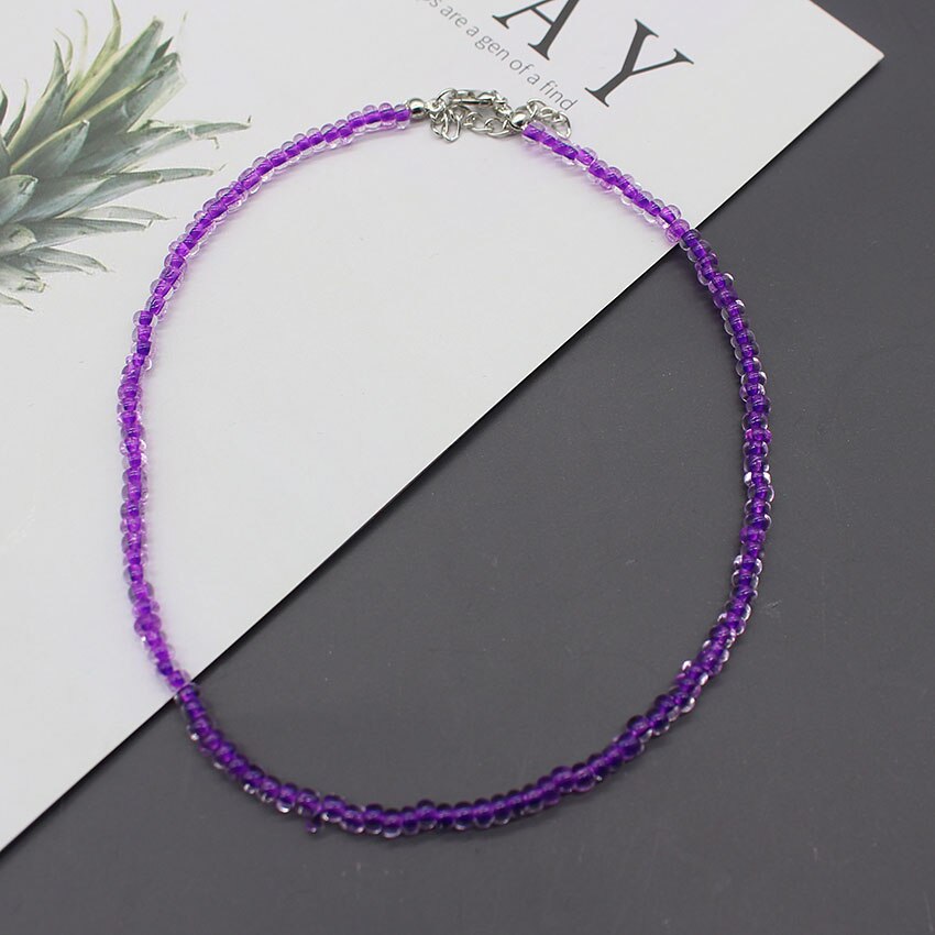 4CM Samen Perlen Böhmen Kurzen Halsband Kette Boho Charme Kragen Rosa Bunte Handgemachte Kragen Halskette Schmuck Femme: 1