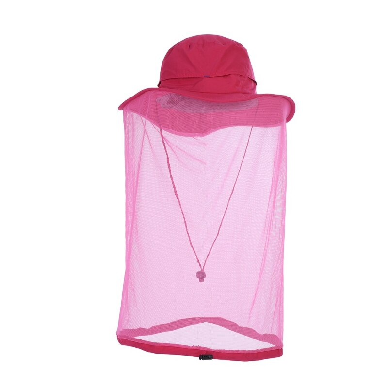 Outdoor Vissen Cap Midge Mosquito Insect Hoed Vissen Hoed Bug Mesh Head Netto Gezicht Protector Travel Camping Cap Hoeden: Rood