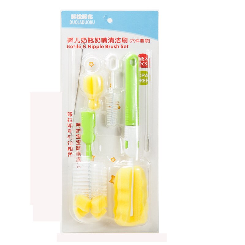 Cepillo de esponja para limpieza de botellas de bebé, brochas especiales de vidrio, mango seguro para niños, herramientas Flessenborstel, accesorios para botellas, 12 Uds.: Green