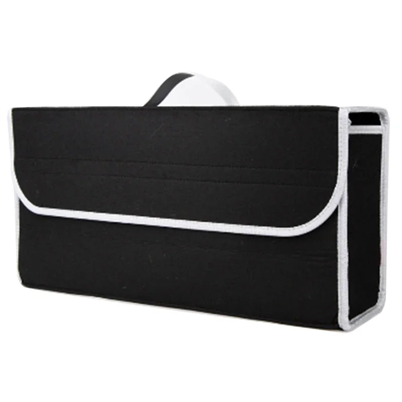 Organisateur de rangement pliable pour coffre de voiture, rangement intérieur automobile, sacs de conteneur de rangement, boîte de rangement Portable en tissu feutré: Black