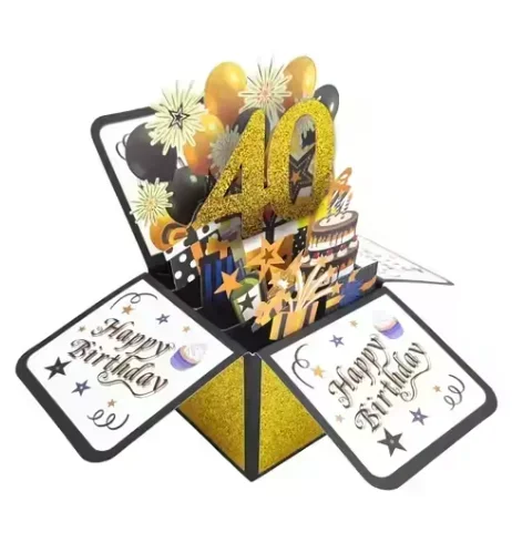 18/30/40/50/60th narodeninové priania, vtipná obálka, 3d vyskakovacie narodeninové priania, farebné kvetinové narodeninové priania: Oranžová