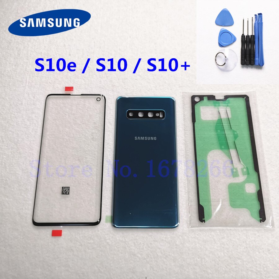 SAMSUNG Galaxy S10 Plus S10e S10 G970 G973 G975 G973F Front Touch Panel Outer Lens + Rear Battery Door Back Glass Housing Cover